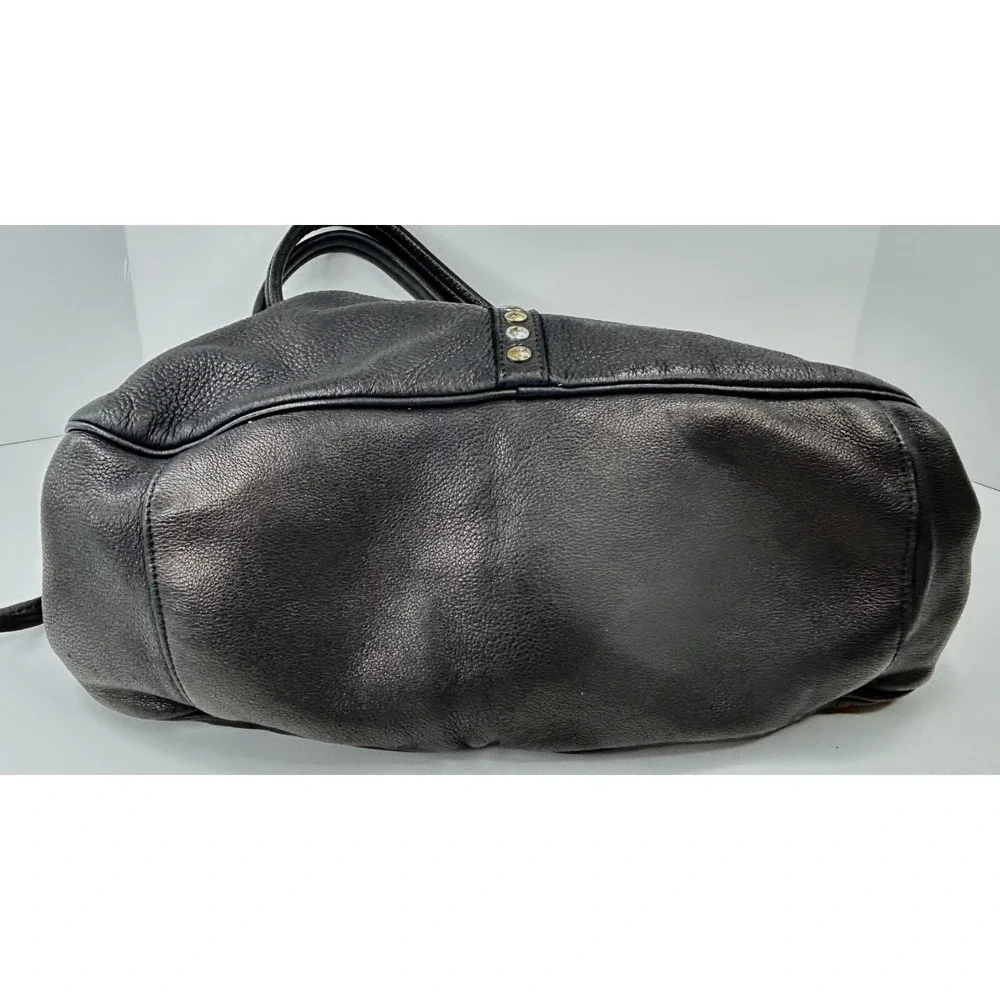 Designer Inspired‎ Large Soft Pebble Leather Satchel Black Double Handle Studded